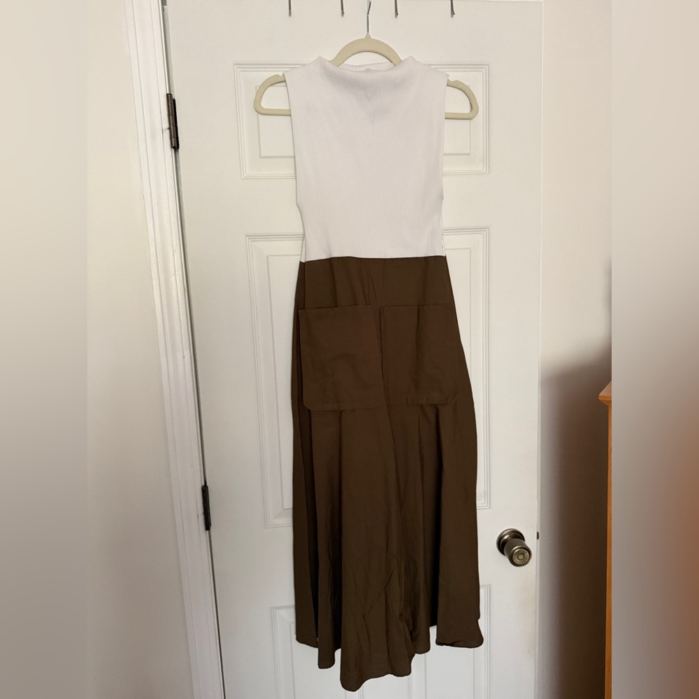 Zara White and Brown Dress